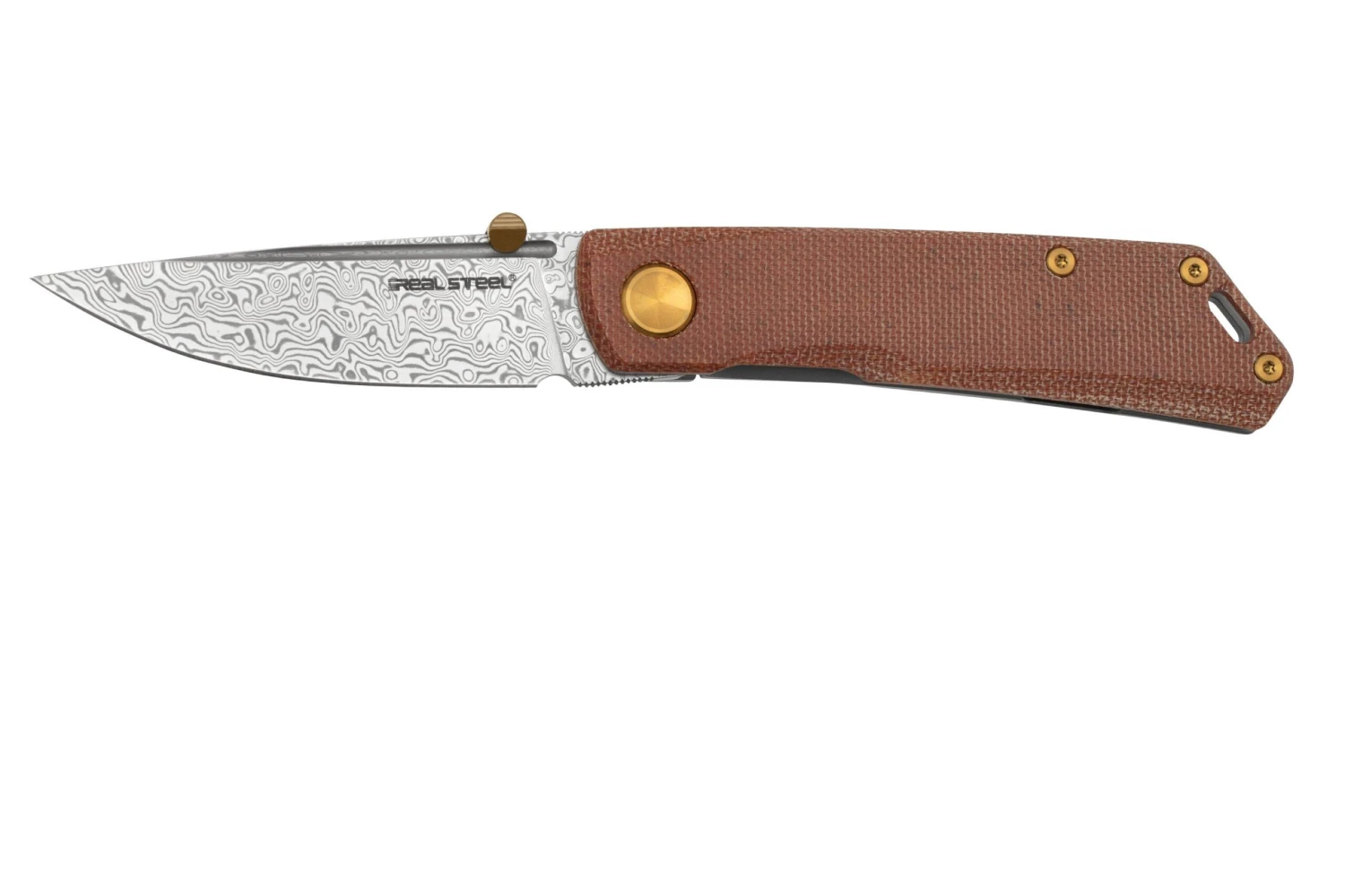 Real Steel Luna Boost Premium, Damascus, Brown Micarta, Couteau De Poche Knivesandtools Exclusive 3 Real Steel Luna Boost Premium, Damascus, Brown Micarta, Couteau De Poche Knivesandtools Exclusive
